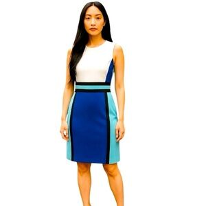 NWT Calvin Klein White and Blue Pencil Skirt Dress. Size 14